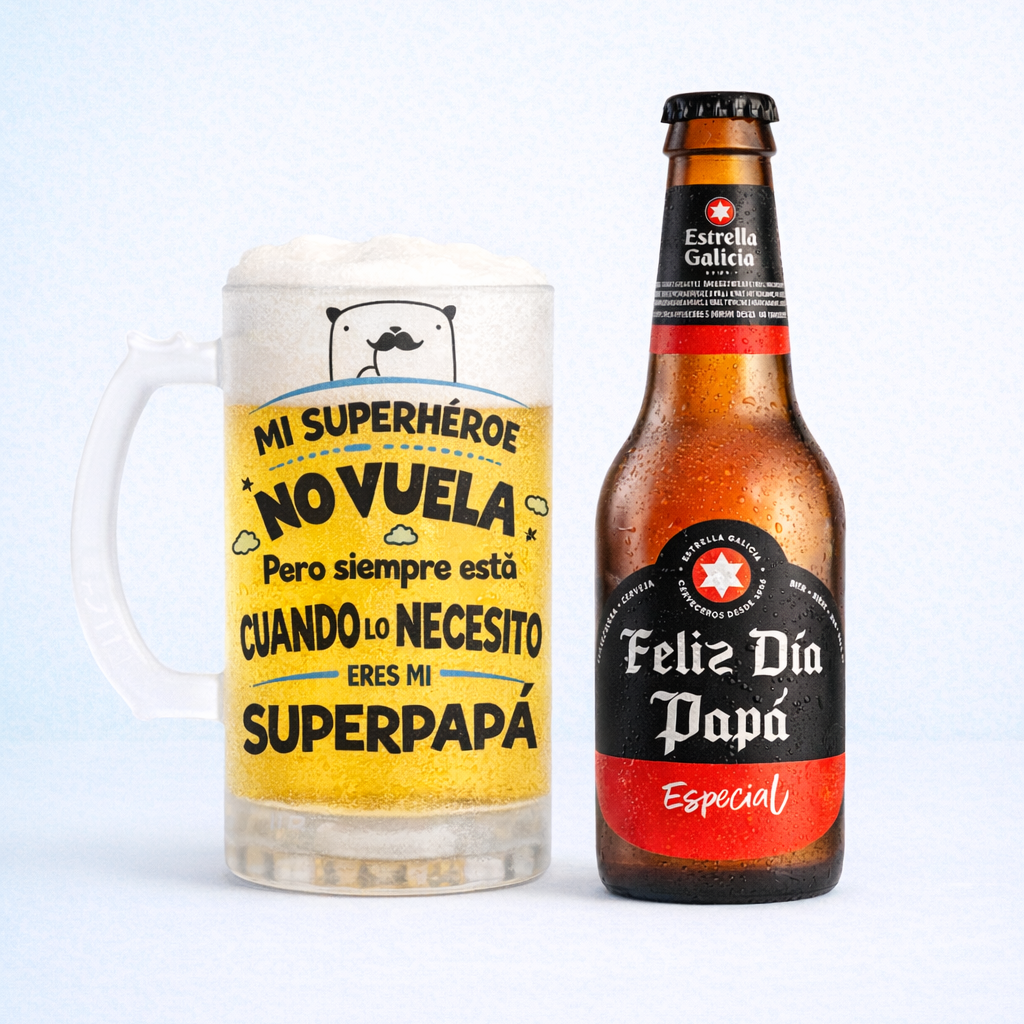 Jarra 4 Pack Jarra Superpapá + Cerveza Especial Día del Padre - Imagen 1