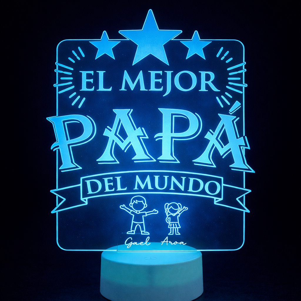 Lámapra Papá Lámpara LED Personalizada “El Mejor Papá del Mundo” - Imagen 1