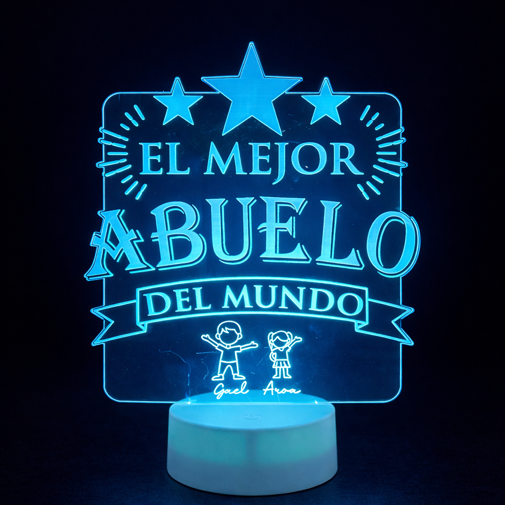 Lámpara Abuelo Lámpara LED Personalizada “El Mejor Abuelo del Mundo” - Imagen 1